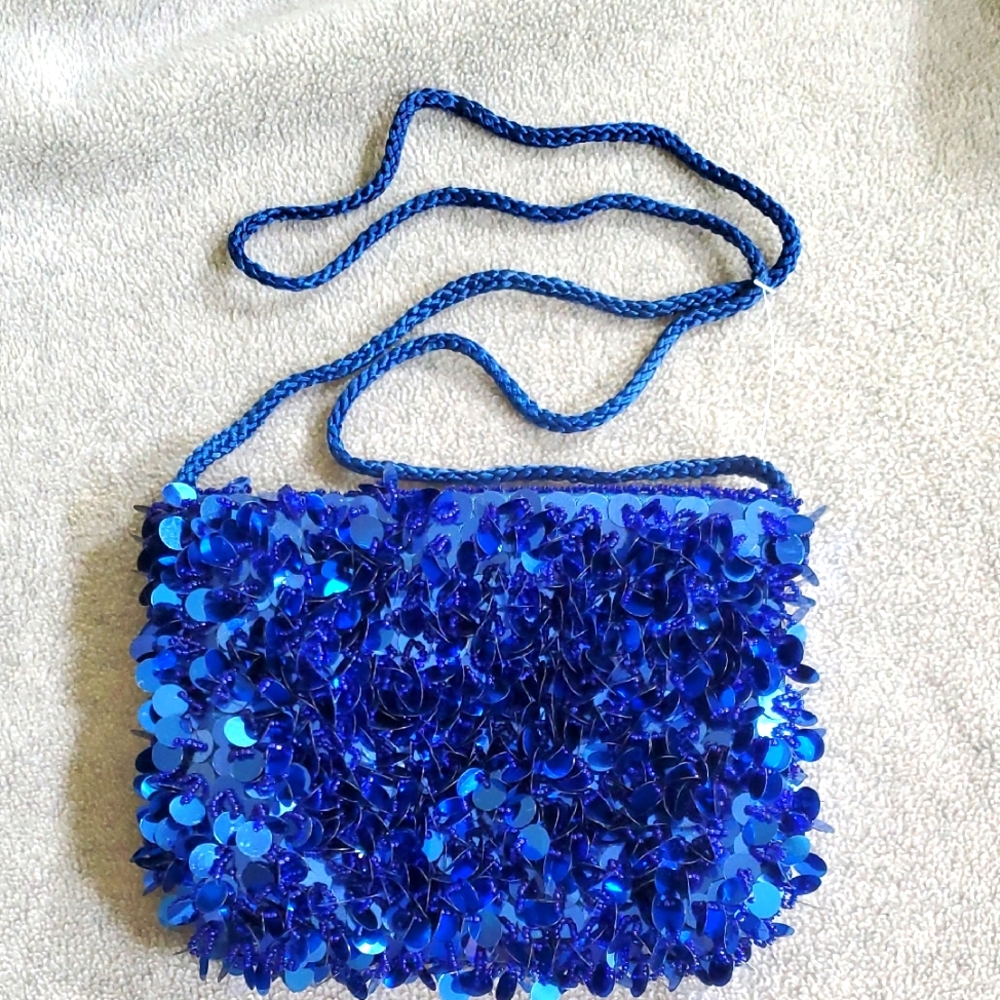 Blue Beaded Evening Bag